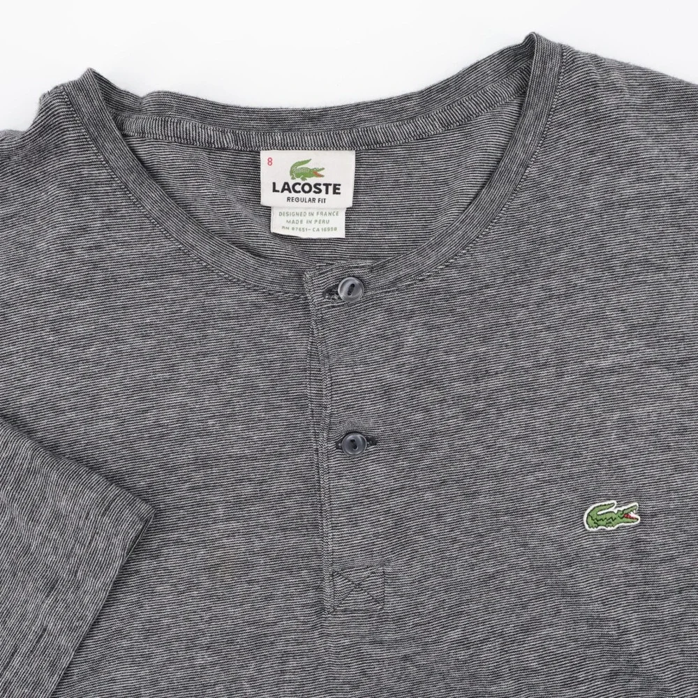 Lacoste‎ Regular Fit Henley Shirt Gray Short Sleeve Mens Size 8 2XL XXL